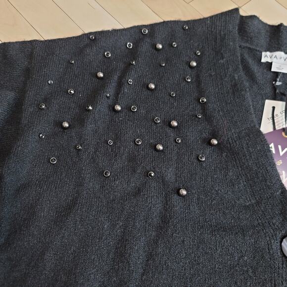 Ava & Viv Black Embellished Button-Down Sweater Cardigan - Picture 13 of 15